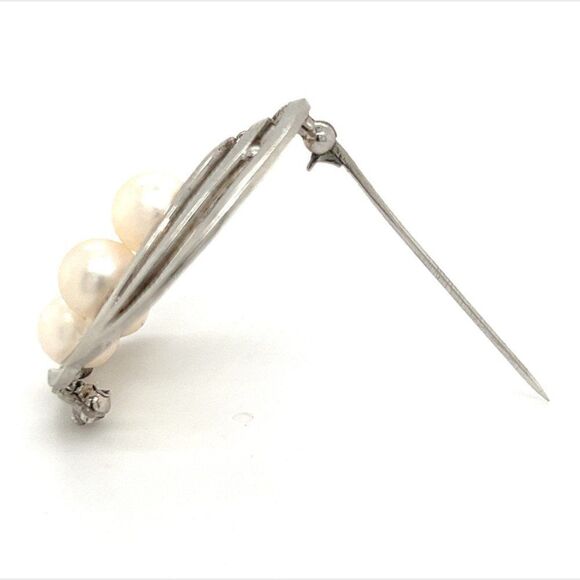 Mikimoto Estate Akoya Pearl Circle Brooch Sterling Silver 7.5 mm M264 - Picture 8 of 9